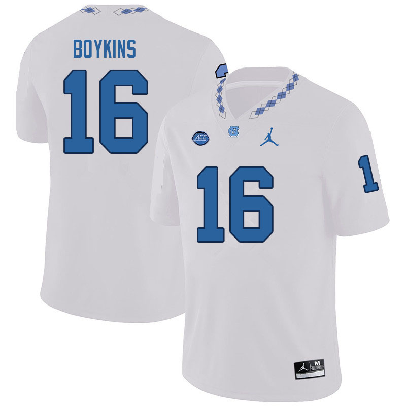 Men #16 DeAndre Boykins North Carolina Tar Heels College Football Jerseys Sale-White